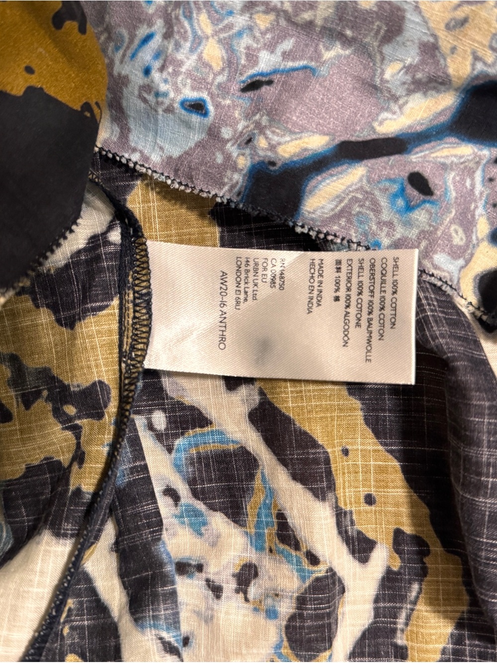 NWT Anthropologie Othilia Blouse Size L Abstract Batik Print Pintuck Ruffle $158 - Picture 7 of 8